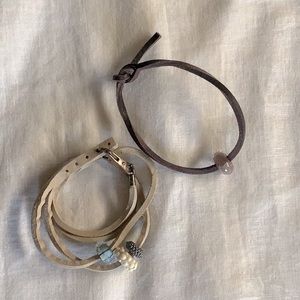 Boho leather wrap bracelets (2). Adjustable. So cute!